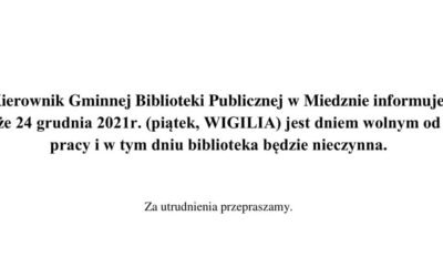 24 grudnia – Biblioteka nieczynna