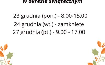 Godziny pracy Biblioteki w okresie świątecznym